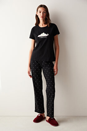 طقم بيجامة وبنطلون أسود من Myself