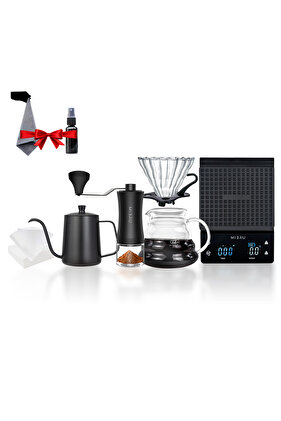 ماكينة صنع القهوة V60، مجموعة من 8 قطع، مع مطحنة ميزان وفلتر وماء، مناسبة لباريستا القهوة