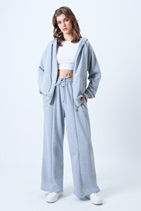 Ženska Grimelange jakna sa kapuljačom i patentnim zatvaračem i set širokih pantalona visokog struka Alc-X14606