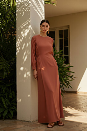 فستان منسوج من Aerobin بخصر مطاطي وتفاصيل أكمام مطاطية TCTSS22EB00104