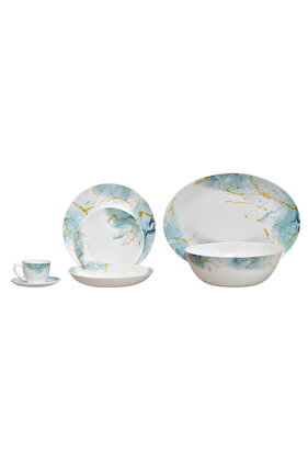 Súprava riadu Dinova Décor Turquoise, opálová, 32-dielna