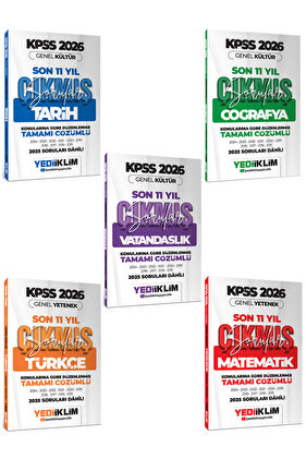 2026 KPSS GY-GK Lisans Konularına Göre Tamamı Çözümlü Son 11 Yıl Çıkmış Sorular Seti 5 Kitap