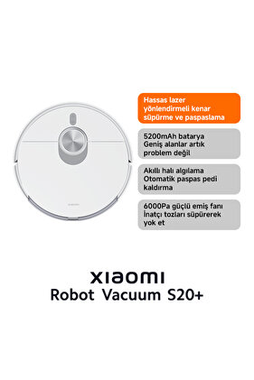 Robot Vacuum S20+ Plus Akıllı Robot Süpürge - Beyaz(Xiaomi Türkiye Garantili)