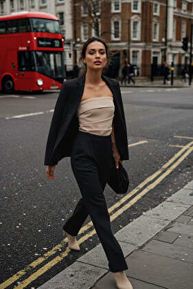 بلوزة من فرو المنك بدون حمالات - منسوجة، مناسبة، TWOSS24BZ00348