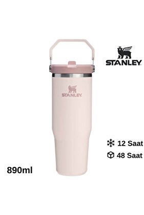 The Iceflow Flip Straw Pipetli Termos Bardak 0.89 Lt Açık Pembe