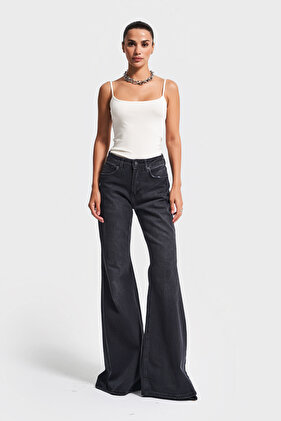 Női sötét füstölt színű 2w5-1 Flare Fit komfort szövet fehérnemű hossz 83 cm farmer farmer