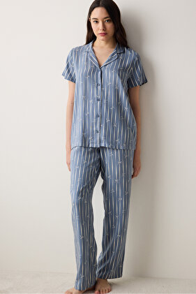 طقم بيجامة رمادي من فريا، قميص وبنطلون