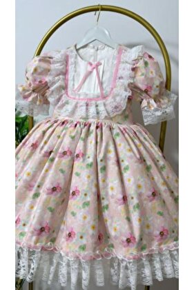 فستان زهري جديد مع حواف من الدانتيل