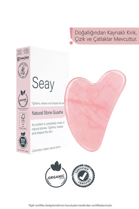 Pembe Kuvars Taşı Gua Sha Yüz Masaj Aleti Değerli Doğal Taş Sertifikalı