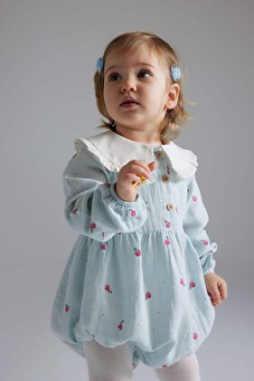 طقم مكون من قطعتين للفتيات حديثي الولادة من الموسلين بأكمام طويلة وجوارب طويلة D9091A525SP