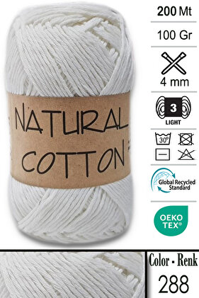 Diva Natural Cotton - Koton Ip - Pamuklu Elörgü Ipi - 288 Kemik