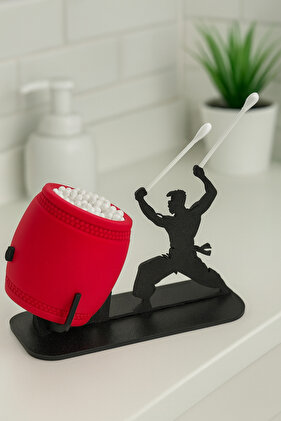 Dekoratif Kulak Çubuğu Kutusu – Davulcu Figürlü Banyo Düzenleyici