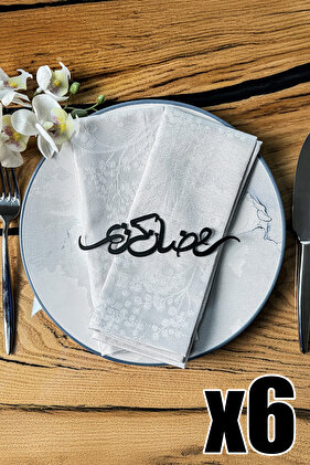 6 قطع من زينة المناديل المعدنية لرمضان الكريم - ديكور أدوات المائدة المنزلية