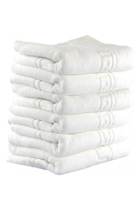 Set prosoape de hotel (6 bucăți) - bordură grecească Jacquard, 30x50 cm, 100% bumbac, alb
