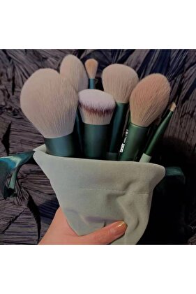 green 13 PCS Makeup Brush Ultra Soft Fiber Makeup Tool Loose Powder Eyeshadow Lip Concealer Blush Fo
