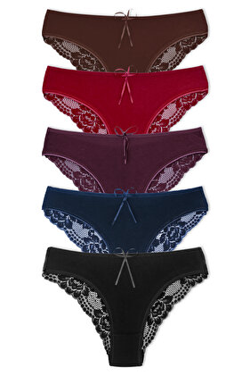 5 csomag pamut csipke hátsó női bugyi