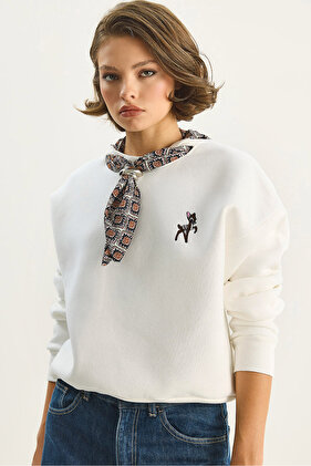 Női sál részletes ceylan hímzéssel, háromszálas, bordázott, túlméretezett pulóver 6916 60283615