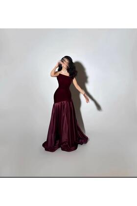 فستان ناعم عودي قطيفة