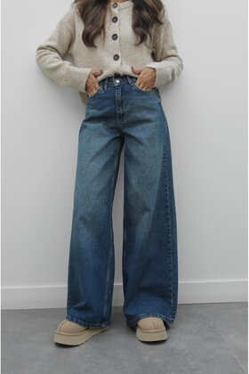 Tmavě modré široké džíny Mona