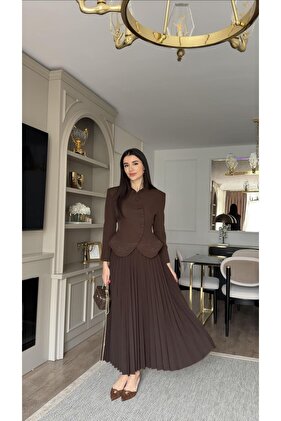 Embroidered Brown Double Suit