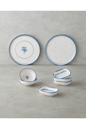 Ceramic Whisper Breakfast Set - 8 Pieces, 2 Persons, Blue
