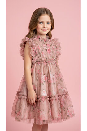 فستان للفتيات من التول متعدد الطبقات مع كشكشة للمناسبات الخاصة / أعياد الميلاد