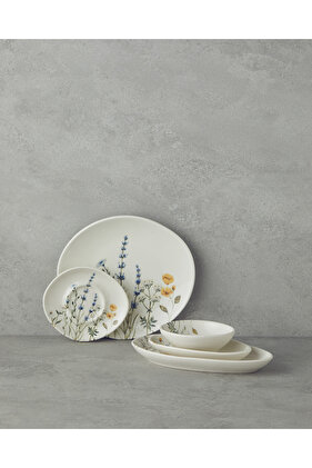 طقم فطور من البورسلين من بالمي مكون من 20 قطعة لـ 6 أشخاص باللون الأزرق والأصفر