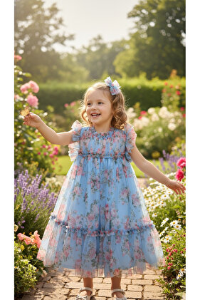 فستان للفتيات من التول متعدد الطبقات مع كشكشة للمناسبات الخاصة / أعياد الميلاد