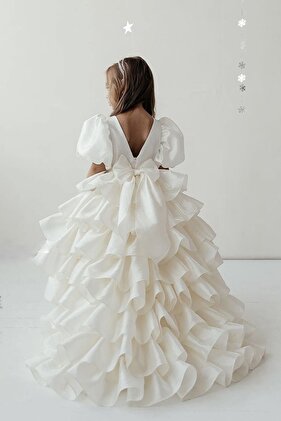 فستان بناتي بتصميم ساتان