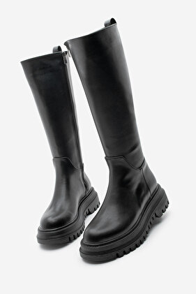 Damskie grube botki na co dzień z grubą podeszwą i zamkiem błyskawicznym Galori Czarne