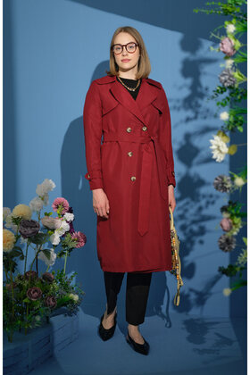 Rüzgarlıklı Trençkot Bordo