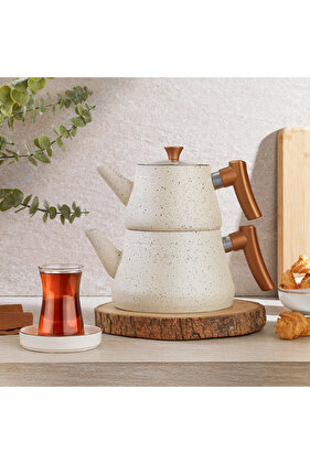 طقم إبريق شاي 3 قطع من سولا - كريمي