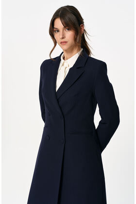 Tam Boy Maksi Ceket Lacivert