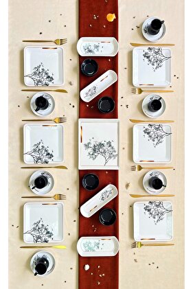 طقم إفطار فاخر من Wish Tree لـ 6 أشخاص - 27 قطعة، مع كوب شاي