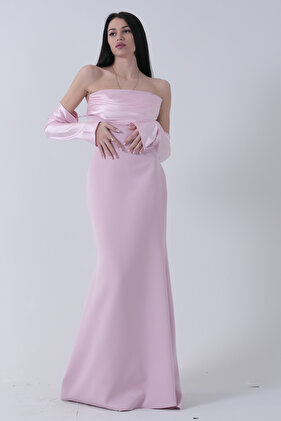 مسحوق فستان سهرة طويل مزين بأزرار 9705361