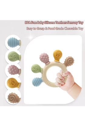 sandy BPA Free Baby Silicone Teethers Sensory Toy Easy to Grasp Infant Teething Toys Food Grade Chew