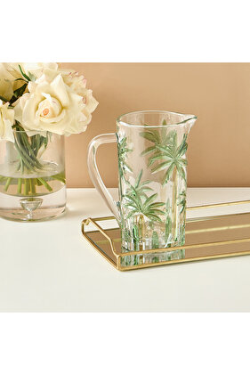 Palm Tree Glass Embossed Pitcher