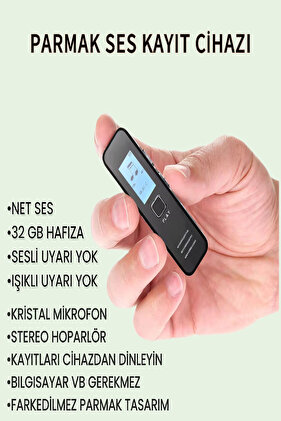 Mini Ses Kayıt Cihazı Ekranlı Kulaklık Hediyeli 32GB Cihaz Üzerinden Kayıt Dinleme Özelliği