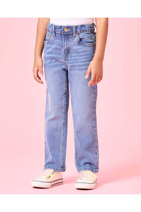 بنطلون جينز أساسي أزرق للبنات بخمسة جيوب