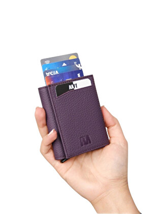 Genuine Matte Leather Mechanized Retro Wallet - Purple (2660)