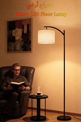 مصباح أرضي LED عصري بتصميم كلاسيكي دافئ، بثلاثة ألوان قابلة للتعديل - 158 سم