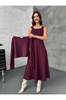 Plum Blouse Dress Two-Piece Set