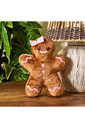 Soft Kurabiye Kız Figürlü Yastık - Kahverengi - 20 cm