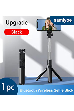 Black Bluetooth Selfie Stick Tripod for iPhone/Samsung/Xiaomi, Remote Shutter