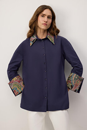 Shirt with Ethnic Pattern Detail