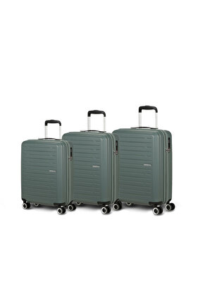 مجموعة حقائب سفر صلبة من AEROJOY مكونة من 3 قطع بلون الغابة الداكنة