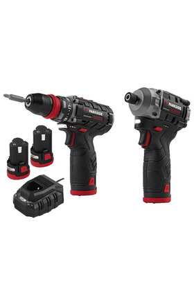 Τρυπάνι 12 V PBSPA 12 E4 και κρουστικό κλειδί PDSSAP 12 B1 με 2 μπαταρίες και φορτιστή