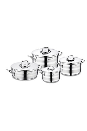 طقم أواني طهي أسترون من الفولاذ المقاوم للصدأ. 8 قطع / A2058