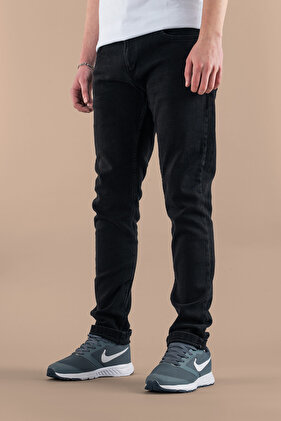 Pantaloni de denim lycra casual albastru slim fit pentru bărbați