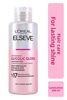 تصفيح الشعر اللامع اللامع من جليكوليك للعناية بالشطف في 5 دقائق 200 مل